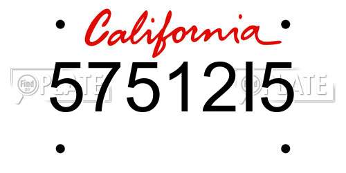 57512I5 California License Plate