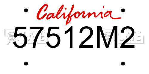 57512M2 California License Plate