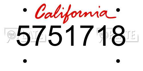 5751718 California License Plate