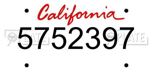 5752397 California License Plate