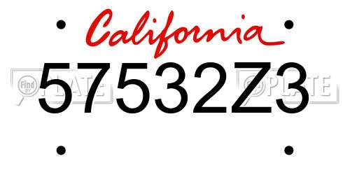 57532Z3 California License Plate