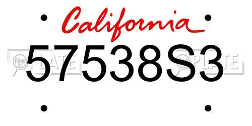 57538S3 California License Plate