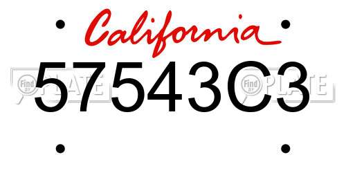 57543C3 California License Plate