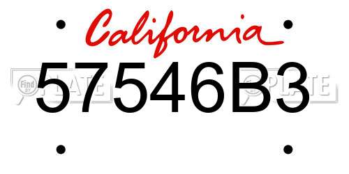57546B3 California License Plate