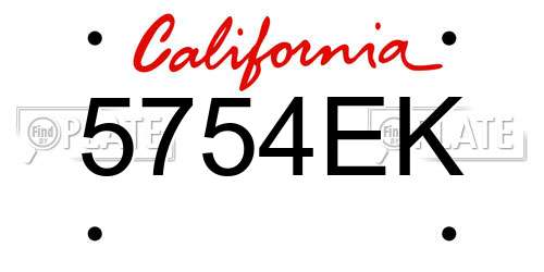 5754EK California License Plate