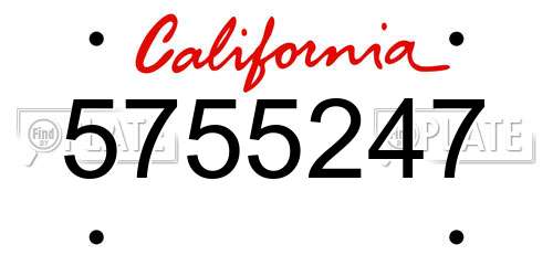 5755247 California License Plate
