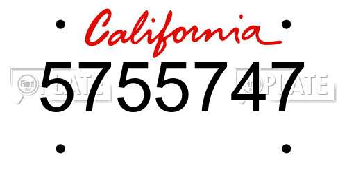 5755747 California License Plate