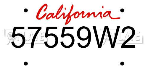 57559W2 California License Plate
