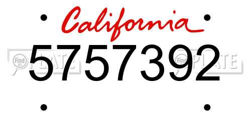 5757392 California License Plate