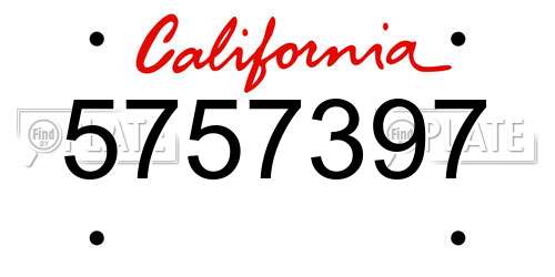 5757397 California License Plate