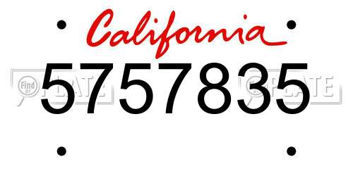 5757835 California License Plate