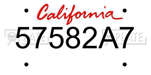 57582A7 California License Plate