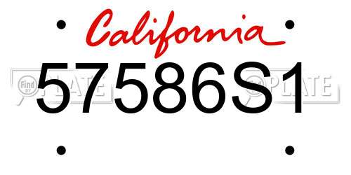57586S1 California License Plate