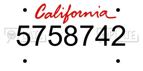 5758742 California License Plate