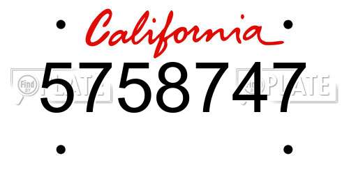 5758747 California License Plate