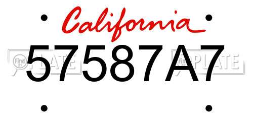 57587A7 California License Plate