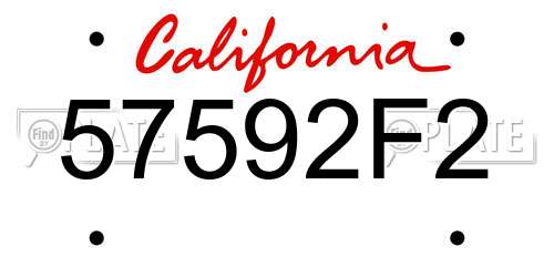 57592F2 California License Plate
