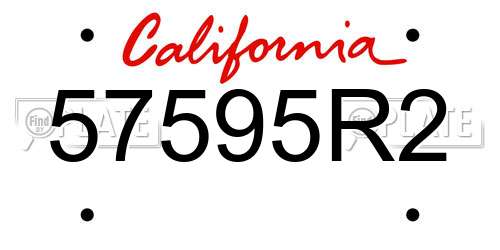 57595R2 California License Plate