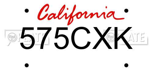 575CXK California License Plate