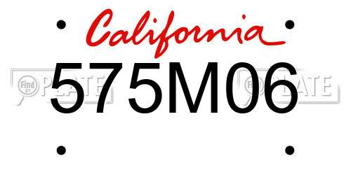 575M06 California License Plate