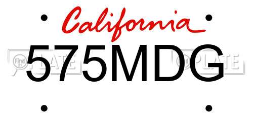575MDG California License Plate