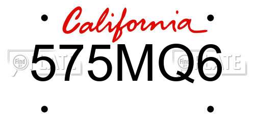 575MQ6 California License Plate