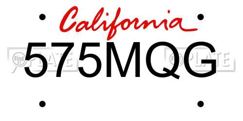 575MQG California License Plate