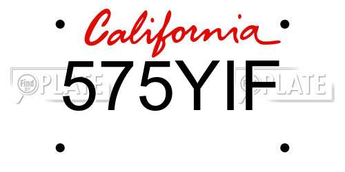 575YIF California License Plate
