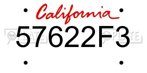 57622F3 California License Plate