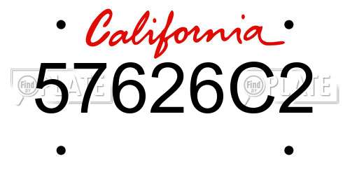 57626C2 California License Plate