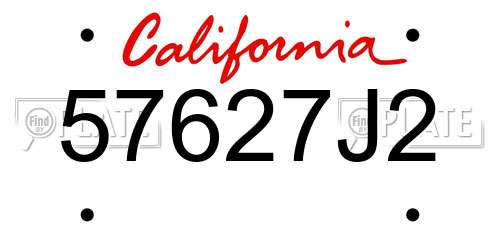 57627J2 California License Plate