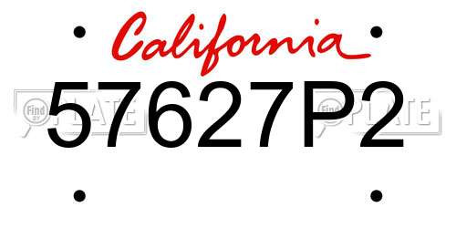 57627P2 California License Plate