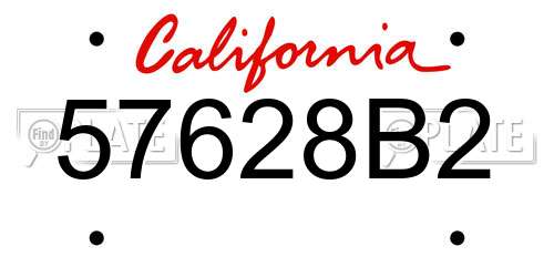 57628B2 California License Plate