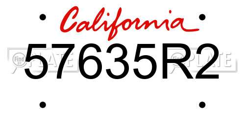 57635R2 California License Plate