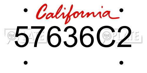 57636C2 California License Plate