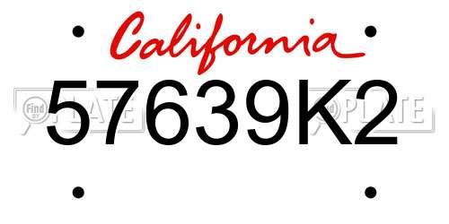 57639K2 California License Plate
