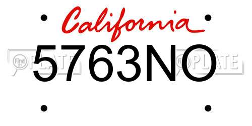 5763NO California License Plate