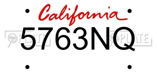 5763NQ California License Plate
