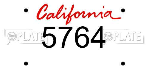5764 California License Plate