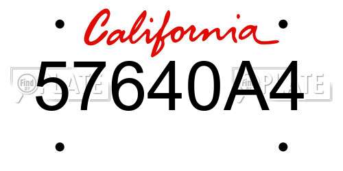 57640A4 California License Plate