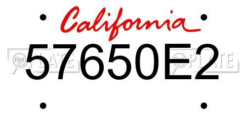57650E2 California License Plate
