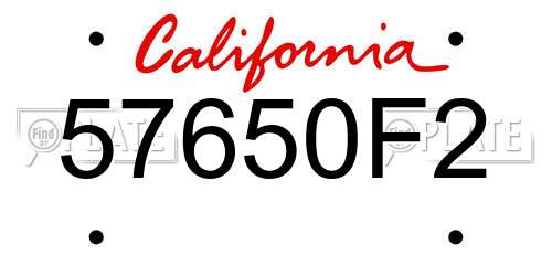 57650F2 California License Plate