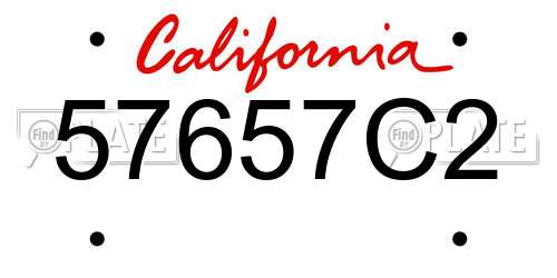 57657C2 California License Plate