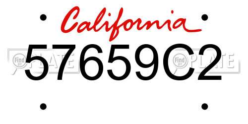 57659C2 California License Plate
