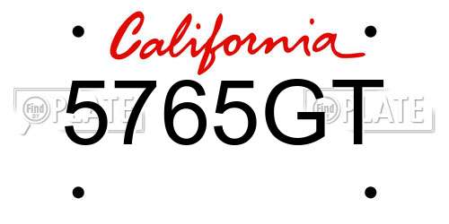 5765GT California License Plate