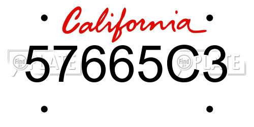 57665C3 California License Plate