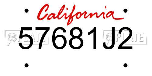 57681J2 California License Plate