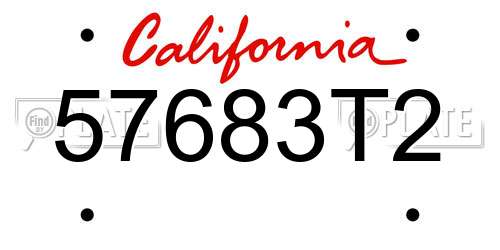 57683T2 California License Plate