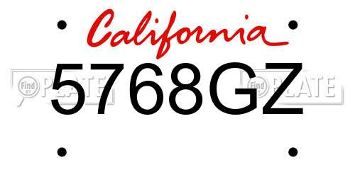 5768GZ California License Plate