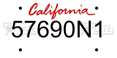 57690N1 California License Plate